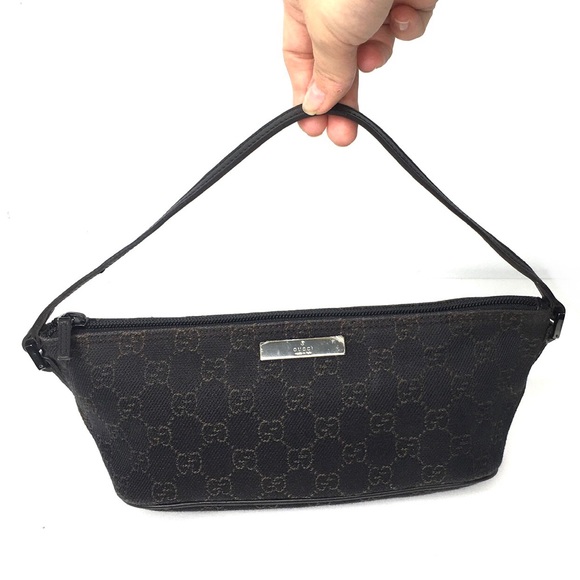 Authentic Gucci brown monogram small baguette bag - Picture 9 of 16